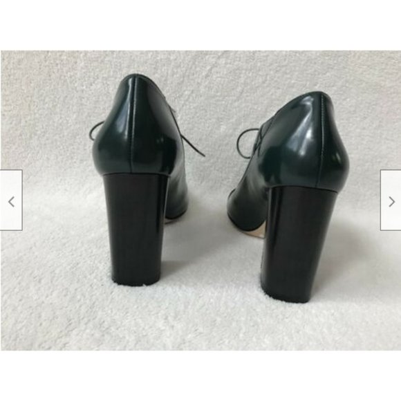 Kate Spade Lace Up Patent Leather Green Shoes 5.5 - Picture 7 of 8